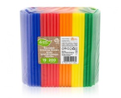 Znovupoužitelná plastová brčka 19 cm - 200 ks - RW-KR02  