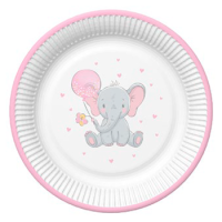 Papírové talíře velké - Baby Elephant with Pink Balloon - 23 cm - 8 ks - TM02_OG_053002
