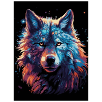 Malování na černé plátno - Vlk - 30 x 40 cm - QUAK-003