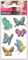 Tetovací obtisky - motýli zelení s glitry - 10,5 x 6 cm - 16059