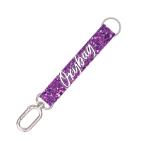 Krátká klíčenka s karabinkou - Purple glitter - 6-72426











