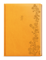Týdenní diář - Oskar - Vivella s ražbou - A5 - okrová - Květy - BTO61-23-27
