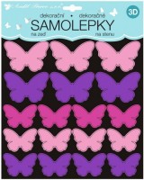 3D samolepky na zeď - růžovofialoví motýli - 2 archy - 35 ks - 10277