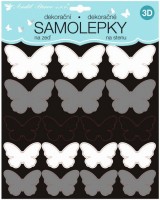3D samolepky na zeď - černostříbrní motýli - 2 archy - 35 ks - 10278