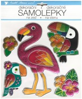 Samolepka na zeď - prostorová třpytivá - Plameňák - 25 x 31 cm - 10443