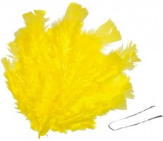 Peří žluté s drátky - 48ks - 2470042