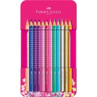 Trojhranné pastelky Faber-Castell Sparkle - 12 ks v plechové dóze - 0086/2017370