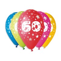 Nafukovací balónky - potisk "60" - 5 ks - P5GS110-60