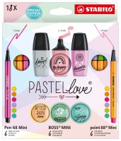Souprava STABILO Pastellove - 18 ks - jemné linery, prémiové vláknové fixy a zvýrazňovače
